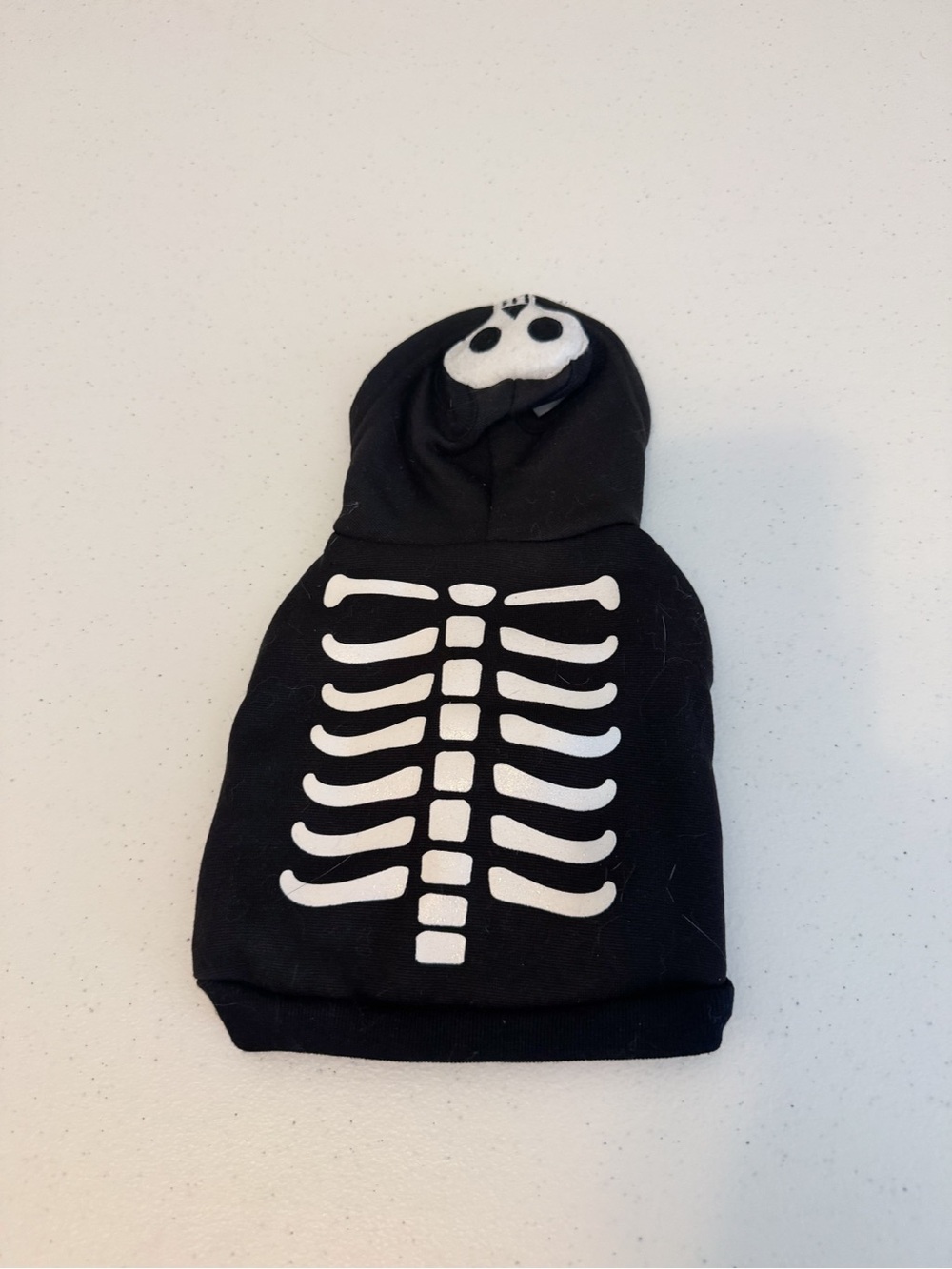 Black Glitter Skeleton Hoodie Costume for Cat or Small Dog - XS-S